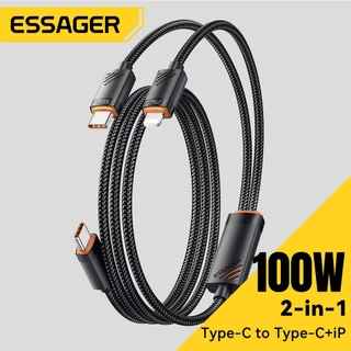 Essager PD100W 2-in-1 (C-C+L/C-C+C)สายเคเบิลข้อมูล เหมาะสำหรับซีรีส์ ip5-16