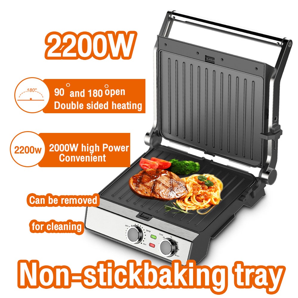Panini Press Grill Indoor Grill Sandwich Maker with Temperature Setting, 4 Slice Large Non-stick Ver