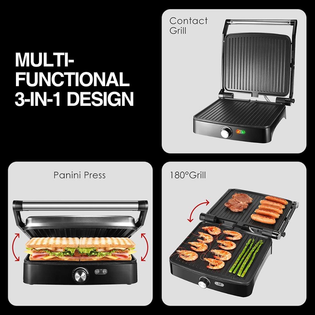 Panini Press Grill Indoor Grill Sandwich Maker with Temperature Setting, 4 Slice Large Non-stick Versatile Grill - รูปที่ 6