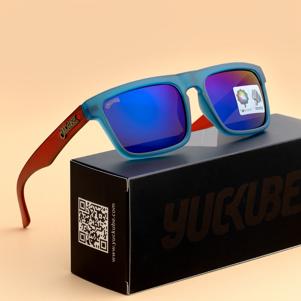 แว่นกันแดด YUCKUBE Lazor 2015 : ฟ้า - ขาแดง / เลนส์ปรอทฟ้า PL