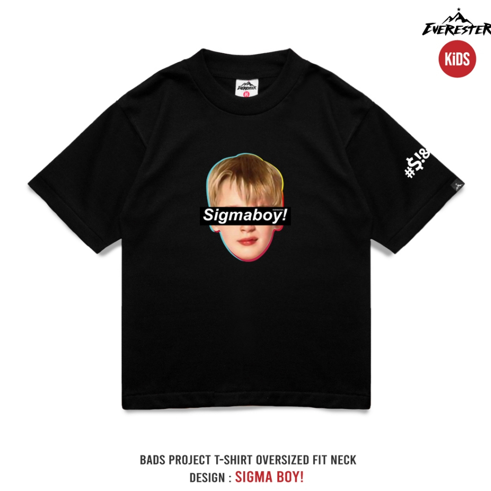 EVERESTER เสื้อเด็ก 4-12 ปี เสื้อคอฟิต Oversize เสื้อผ้าเด็กผู้ชาย Sigma boy เสื้อยืด สีดำ Kexp