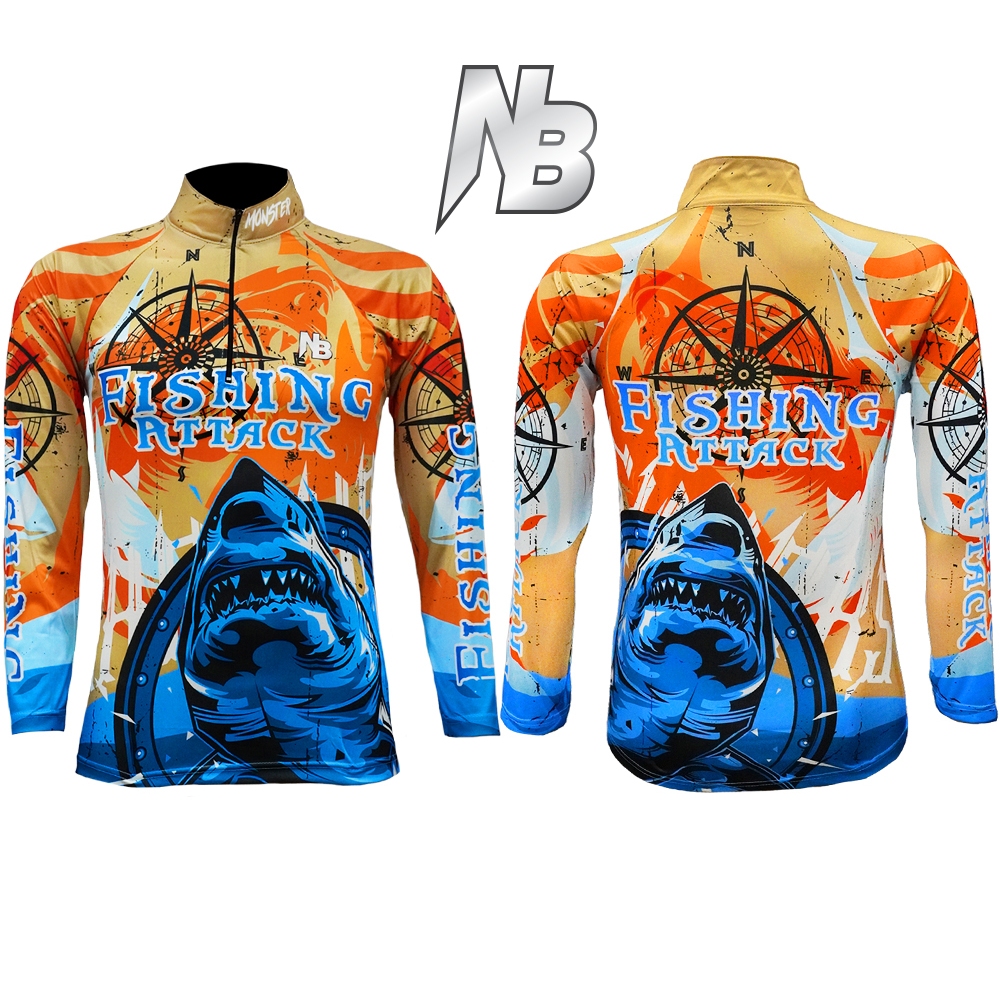 เสื้อตกปลา,ปั่นจักรยาน LL Shark Fishing Attack (สินค้าพร้อมจัดส่ง) ป้องกันแสง UV ราคา ถูกที่สุด ดีลบีเคเค