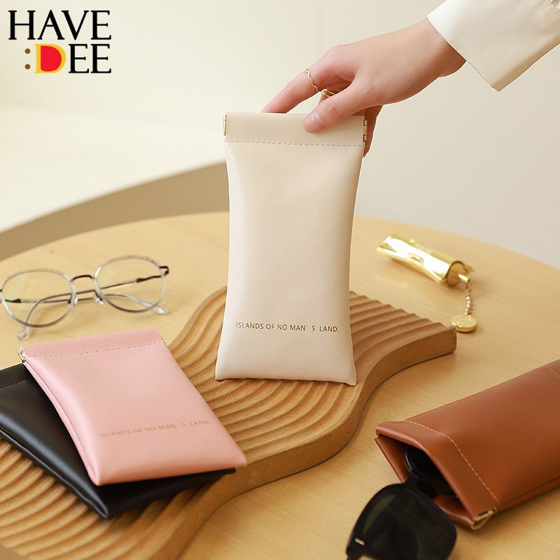 Havedee ถุงใส่แว่น หนังPU ซองใส่แว่น กันน้ำ ซองหนัง กระเป๋าแว่นตา แบบพาพา