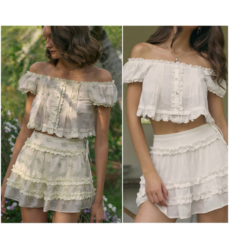 Mitr x Riety Spellbound Top skirt เสื้อเปิดไหล่ กระโปรงระบาย ชุดเซ็ต น่ารัก ไปคาเฟ่