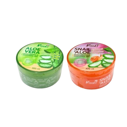 (1ชิ้น) Moods เจลว่านหางจระเข้ มูสด์ Aloevera Soothing Gel 100% เจลว่านหาง สเนล ขนาด 300ml.