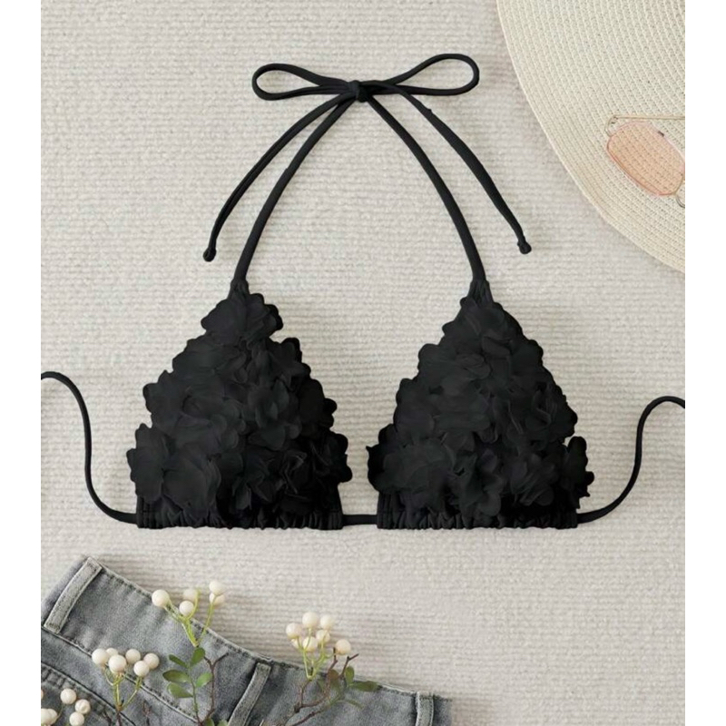 ชุดบิกินี่ด้านบน แบบผูกหน้า ลาย 3 มิติ 🌷 สำหรับสตรี เสื้อชุดว่ายน้ำฤดูร้อน สีสันสดใส เหมาะกับหน้าร้อน - รูปที่ 6