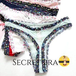 กางเกงในผู้หญิง secret G-string 8161 จีสตริง เอวต่ำ ผ้าบางนิ่ม แต่งขอบลูกไม้สีสวย เซ็กซี่