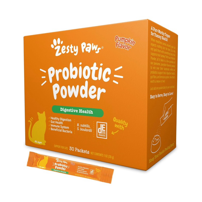 (30 ซอง) (1Gx30 ซอง) วิตามินสำหรับแมว โพรไบโอติกบำรุงลำไส้เสริมภูมิคุ้มกัน สูตร 🎃 Zesty Paws Probiot