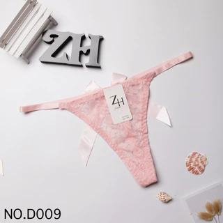 ZH.D009กางเกงชั้นในผู้หญิงลูกไม้จีสตริงหลังโบว์ บิกินี่ลูกไม้เอวต่ำ G-String
