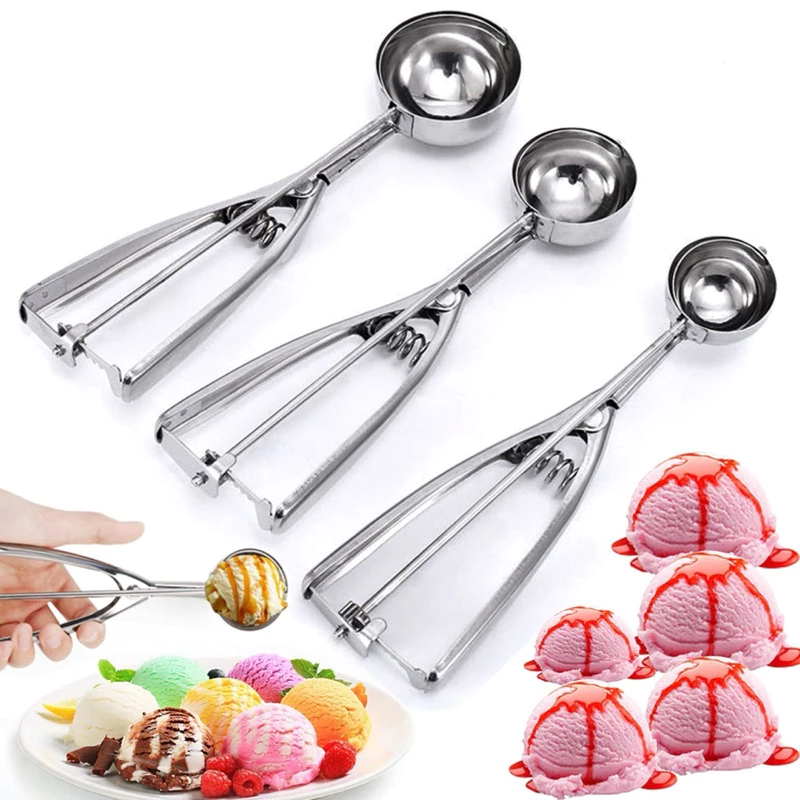 *พร้อมส่ง* ที่ตักไอศครีมสแตนเลส (3ขนาดให้เลือก) ช้อนตักไอติม ที่ขูดไอศครีม Ice Cream Scoop
