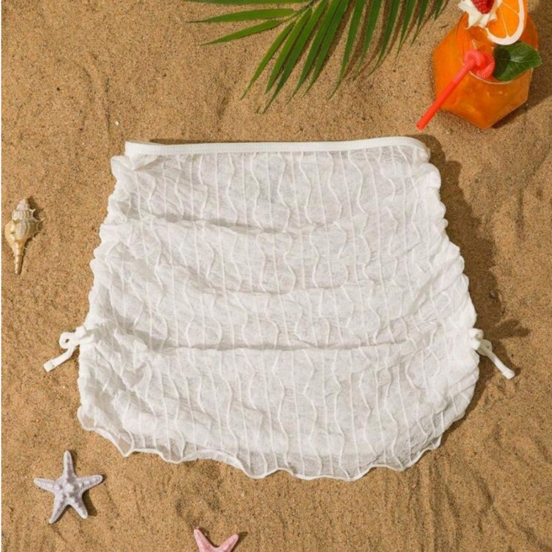 Cover up C053 กระโปรงสั้น แต่งรูดข้างพร้อมผูกโบว์เล็ก
