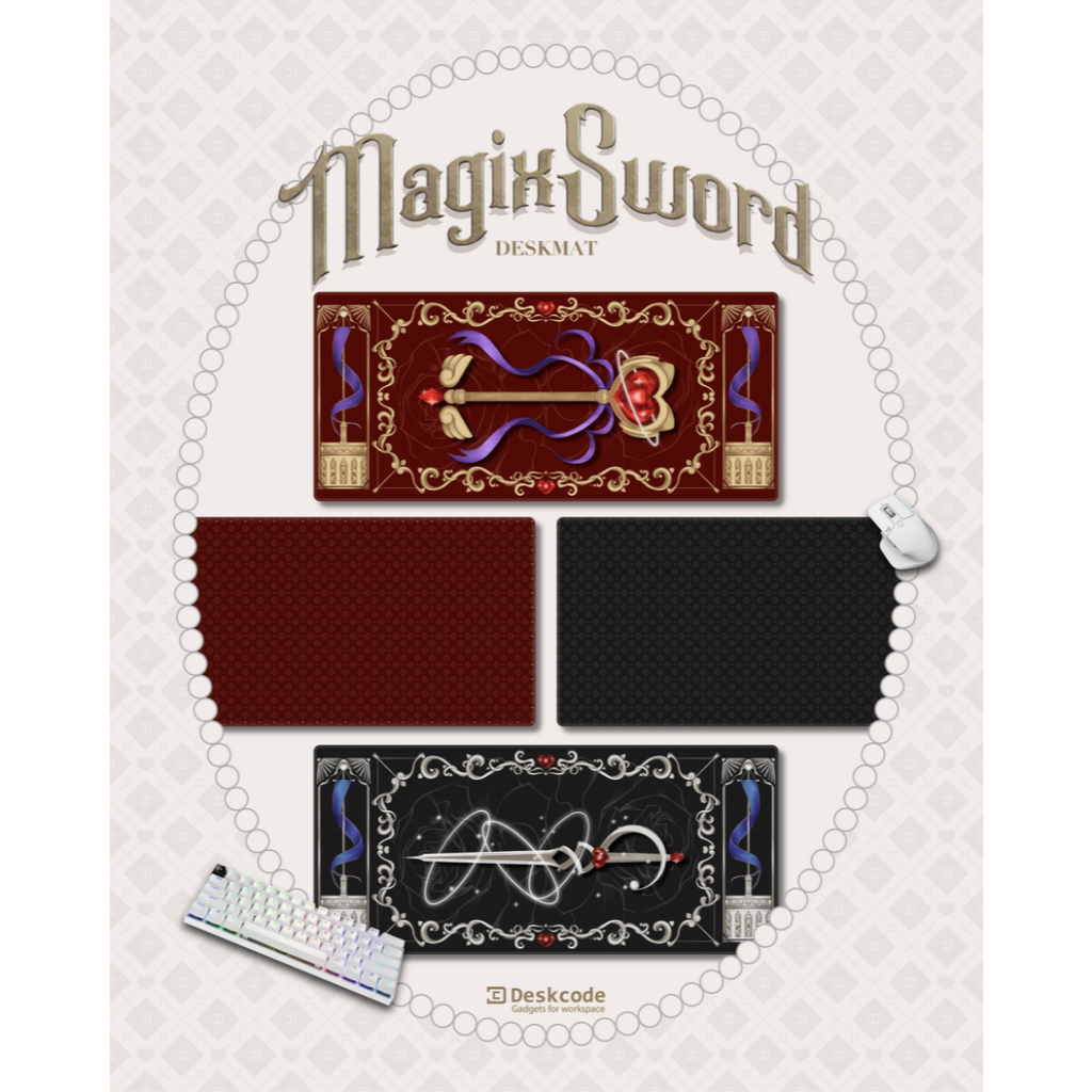 [ DESKCODE ] MagiXSword COLLECTION แผ่นรองเมาส์ แผ่นรองคีย์บอร์ด ขนาด 90x40 80x30 45x40 cm.หนา 3 mm.