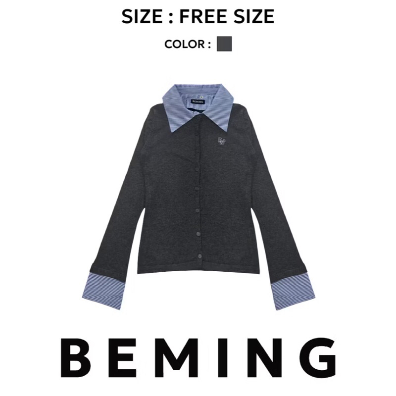 เสื้อเชิ้ตไหมพรหมคอปกแขนยาว โลโก้ BMG  ร้าน beming
