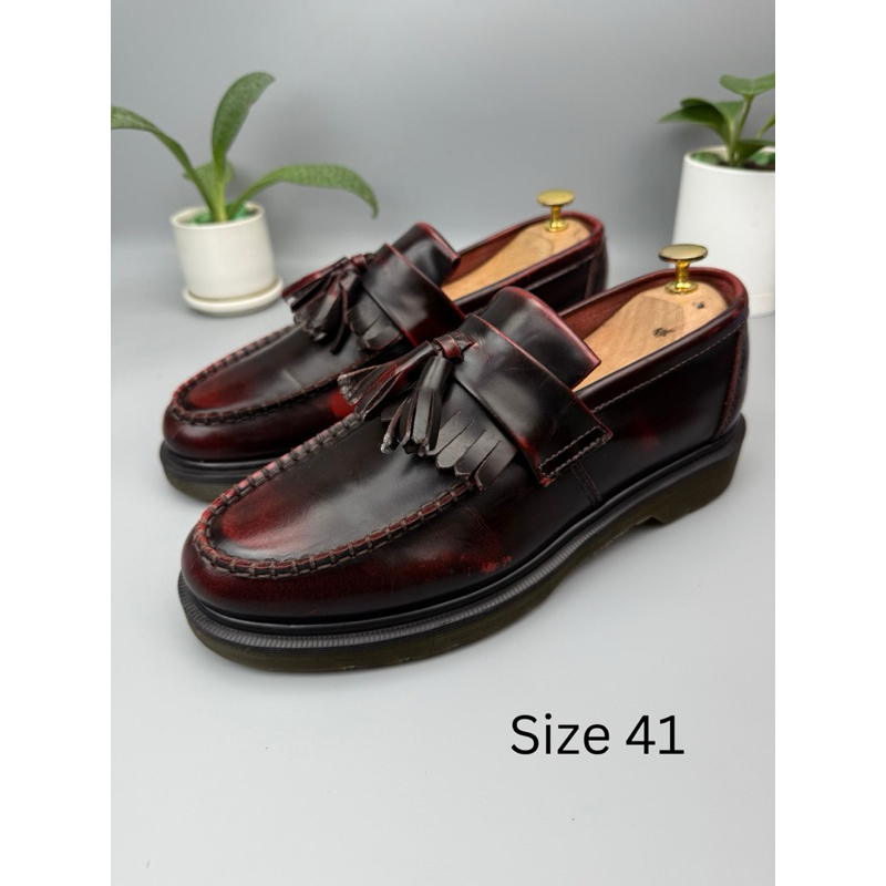 Sz.41 Dr.Martens Adrian Acadia Cherry-Red Loafer มือสองของแท้ รองเท้าโลฟเฟอร์หนังแท้