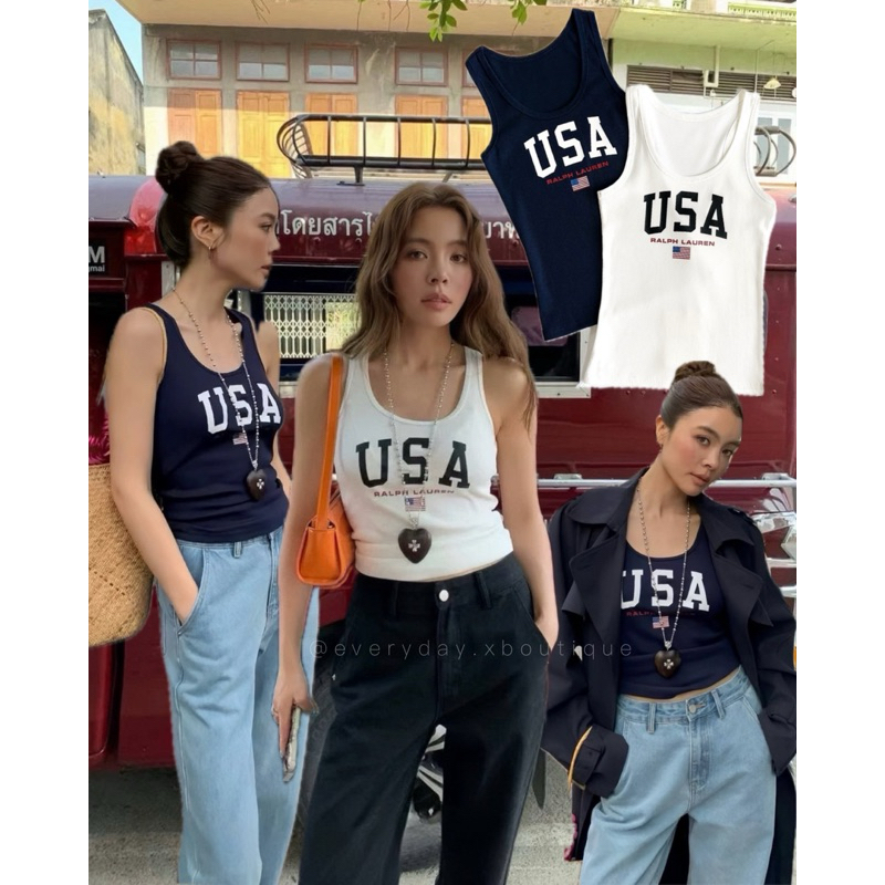𝗨𝗦𝗔 𝗝𝗘𝗥𝗦𝗘𝗬 𝗧𝗔𝗡𝗞 𝗧𝗢𝗣 🇺🇸 (350฿) แมทช์ง่าย ใส่ได้ทุกวัน! เสื้อกล้าม USA ที่ใครเห็นก็ต้องสะดุดตา เรียบง่