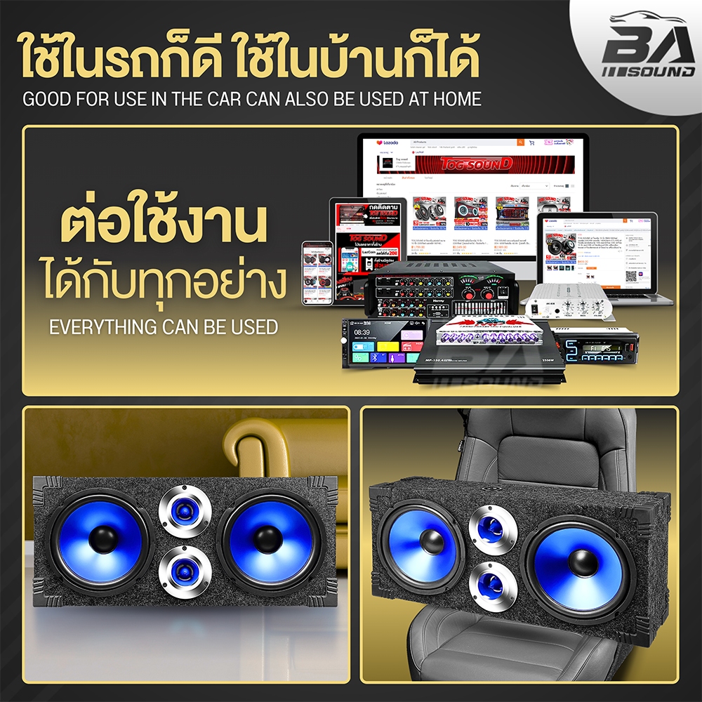 BA SOUND ตู้ลำโพงสำร็จรูป 8นิ้ว 1500W มีให้เลือก 2สี แถมสายลำโพงฟรี 2M ตู้ลำโพง 8 นิ้ว ตู้ลำโพงบ้าน เครื่องเสียงรถยนต์ - รูปที่ 5