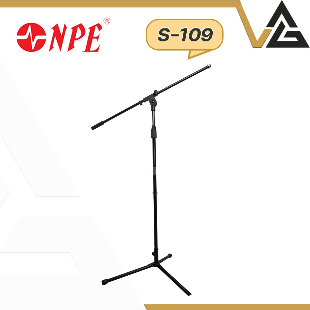 NPE S-109 ขาไมค์ ฐานเหล็ก3ขาตั้งพื้น แขนบูม ปรับระดับได้ แข็งแรงน้ำหนักเบา Boom Microphone Stand