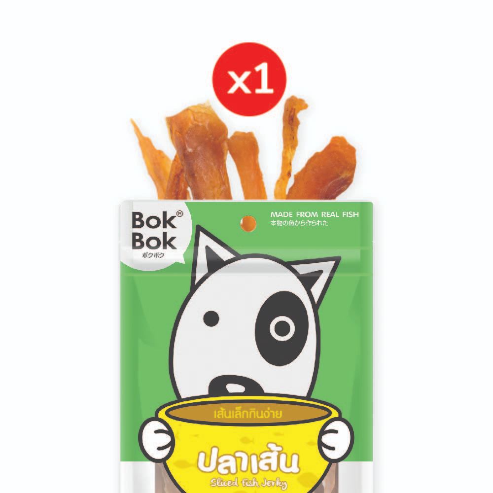 Bok Bok ขนมหมา หมา เนื้อปลา สไลด์ 150 กรัม 1 ซอง ทำจากเนื้อปลาแท้ เหมาะสำหรับสุนัขทุกสายพันธุ์ ไม่ปรุงรส ไม่เติมเกลือ