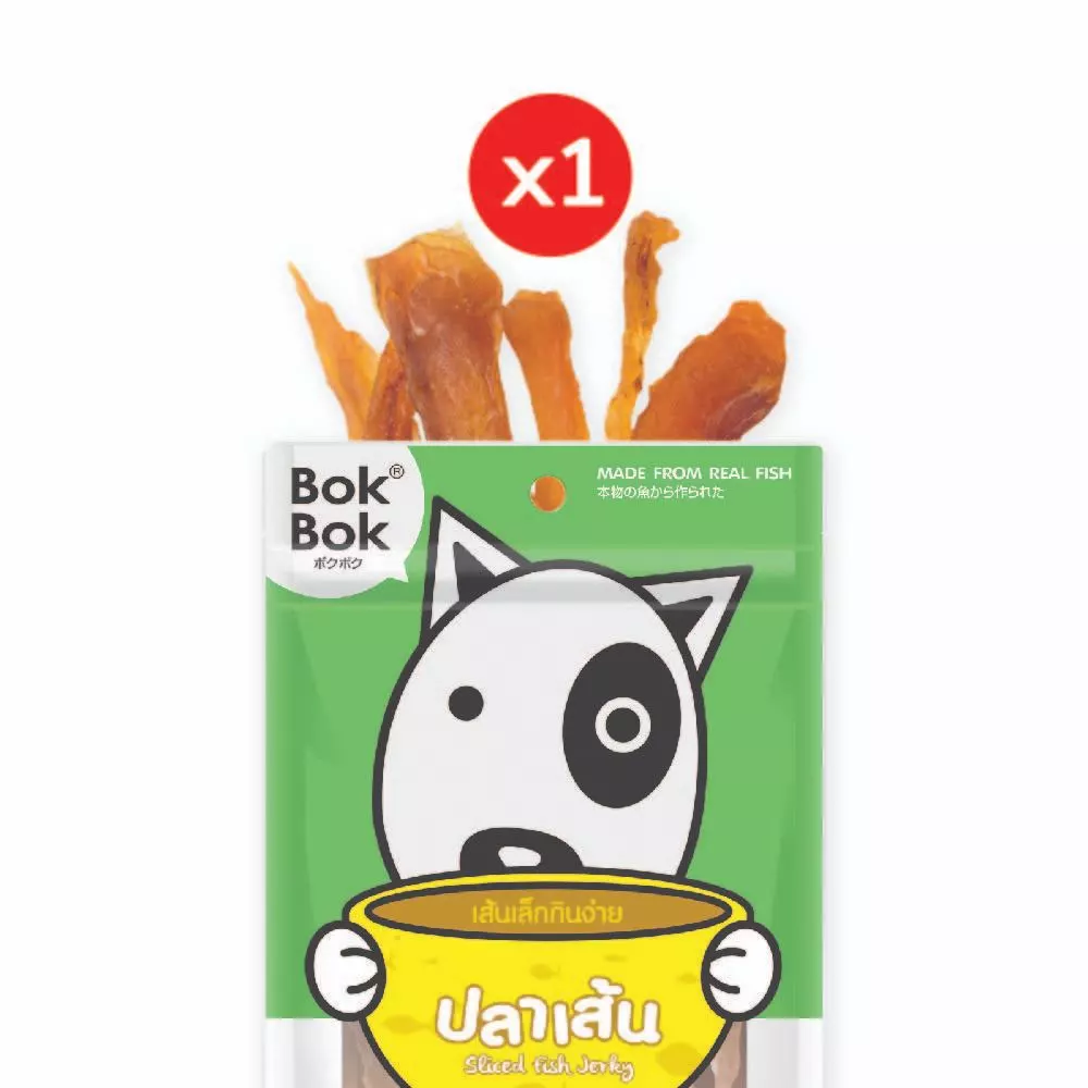 Bok Bok ขนมหมา หมา เนื้อปลา สไลด์ 150 กรัม 1 ซอง ทำจากเนื้อปลาแท้ เหมาะสำหรับสุนัขทุกสายพันธุ์ ไม่ปรุงรส ไม่เติมเกลือ