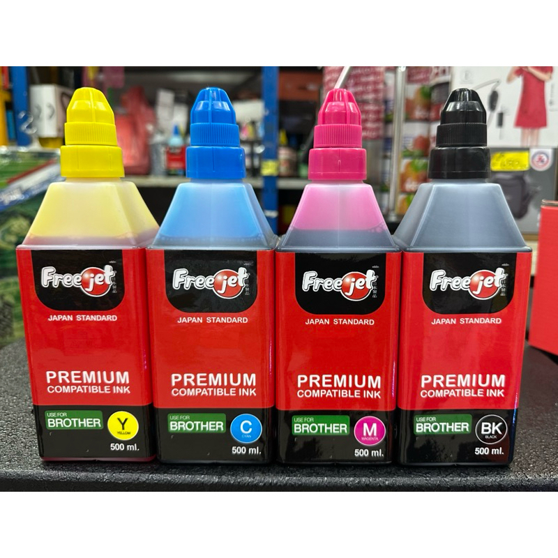 หมึกFree-Jetสำหรับเครื่องปริ้นBROTHERขนาด500MLราคาขวดละ