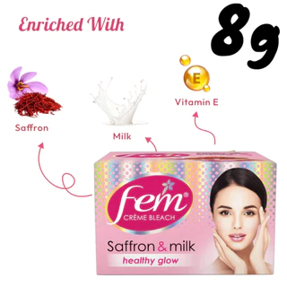 Fem กล่องชมพู ที่ย้อมคิ้ว ครีมย้อมคิ้ว สีคิ้ว Fairness Naturals Saffron Skin Bleach อ่อนโยน 8g