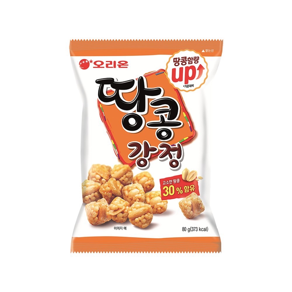 [ของแท้] 땅콩강정 Orion Peanut Sweet Rice Puffs (ขนมถั่วตัดเกาหลี) 80g