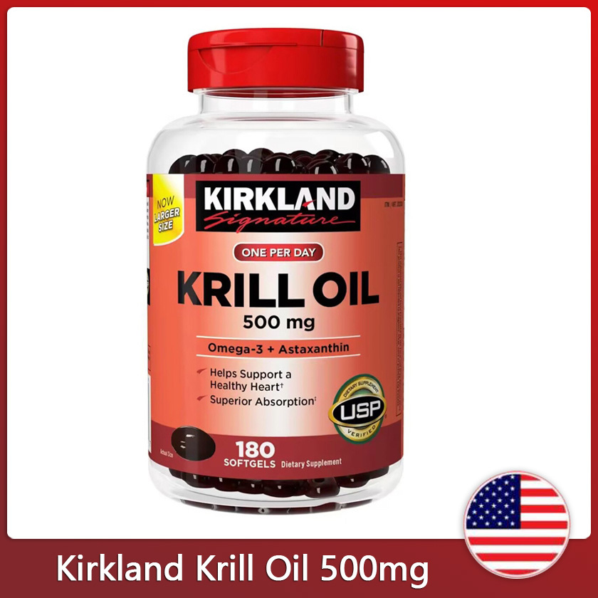 (Exp.07/2027)Kirkland Signature Krill Oil 500 mg 180 Softgels
