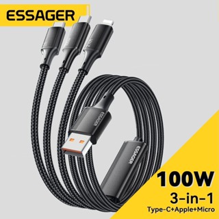 ESSAGER สายชาร์จ Type C Micro Ios Fsat 3 In 1 สําหรับ Huawei…