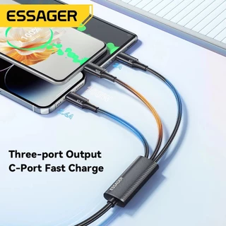 ESSAGER สายชาร์จ Type C Micro Ios Fsat 3 In 1 สําหรับ Huawei Samsung 7A 100W JJ01/JJ03