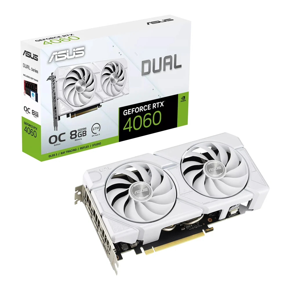 VGA (การ์ดแสดงผล) ASUS DUAL GEFORCE RTX 4060 EVO WHITE OC EDITION 8GB GDDR6 (DUAL-RTX4060-O8G-EVO-WH