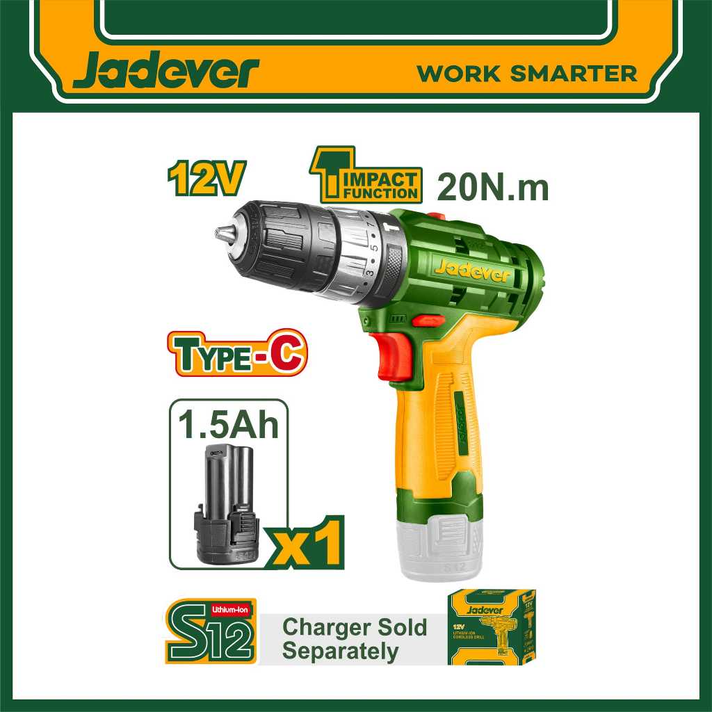 JADEVER สว่านแบตเตอรี่ไร้สาย12V #JDCDS540