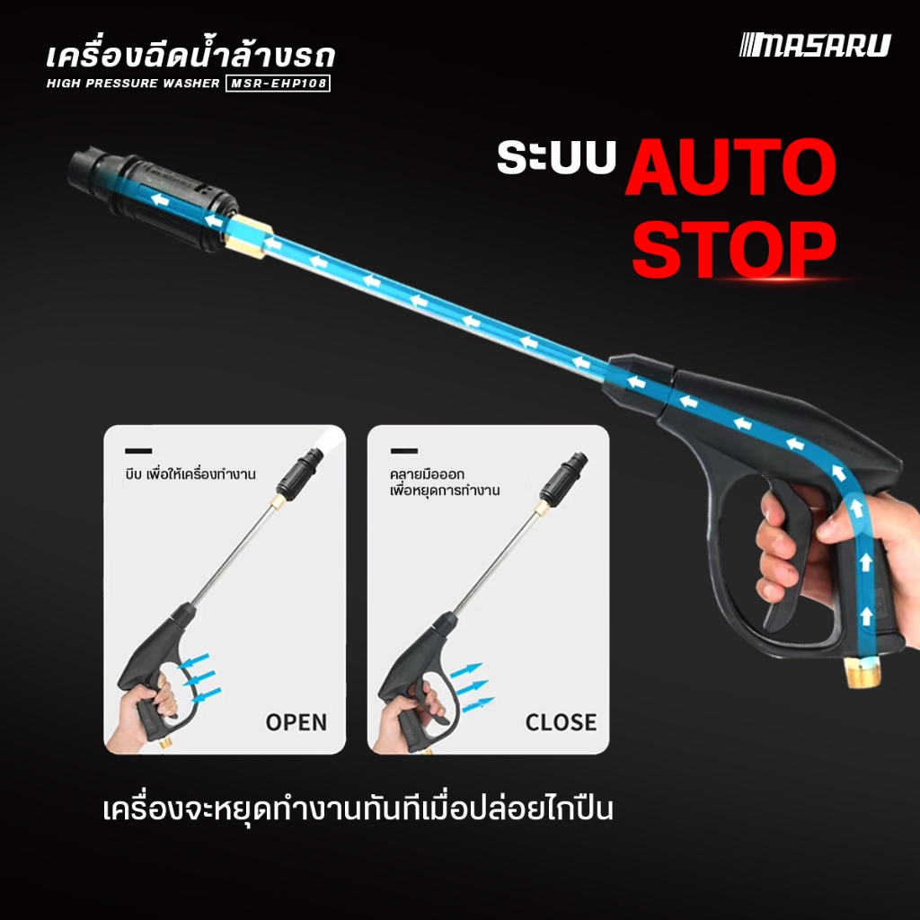เครื่องฉีดน้ำแรงดัน MASARU เครื่องล้างรถ 3800w Hight Pressure Washer ปืนฉีดน้ำแรงดันสูง - รูปที่ 3