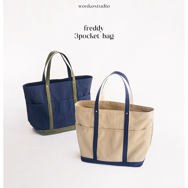 Freddy 3pocket Totebag | wonko | กระเป๋าผ้าแคนวาส