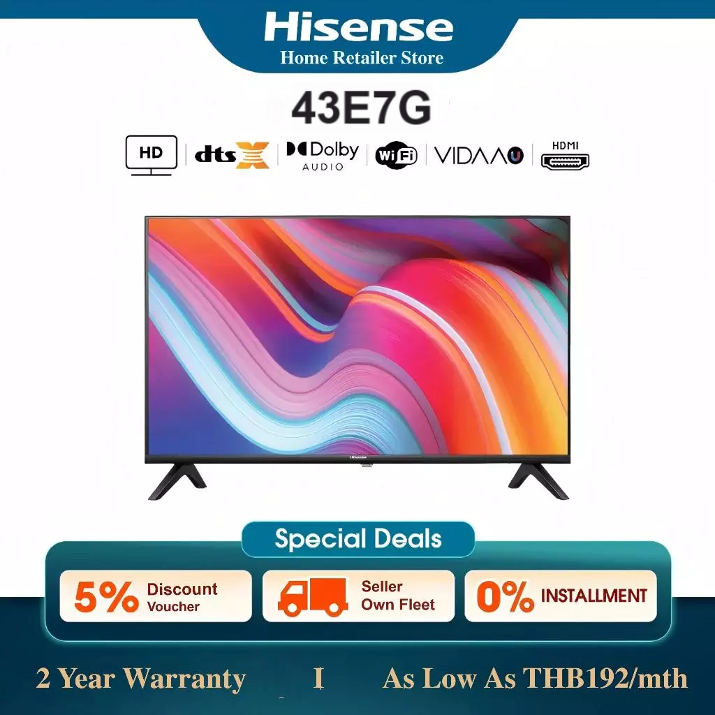 Hisense TV รุ่น 43E7G/4K QLED Google TV/Quantum Dot/HSR/Dollby Atmos Hand-Free Voice Control Netflix