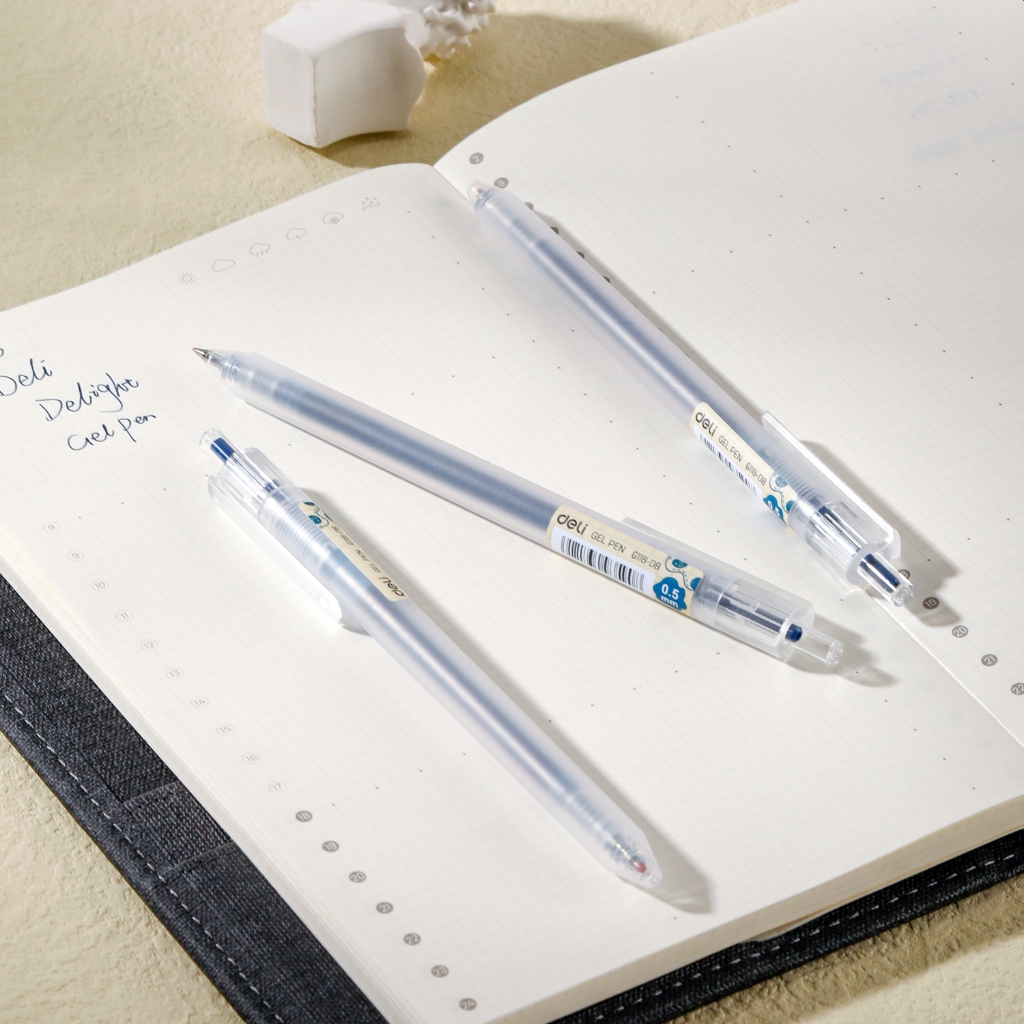 ปากกาเจลสี Deli รุ่น EG118 มีให้เลือกถึง 12 สี ด้ามขาว มีคลิปหนีบ (0.5mm)(จำหน่าย 1 แท่ง) - รูปที่ 3