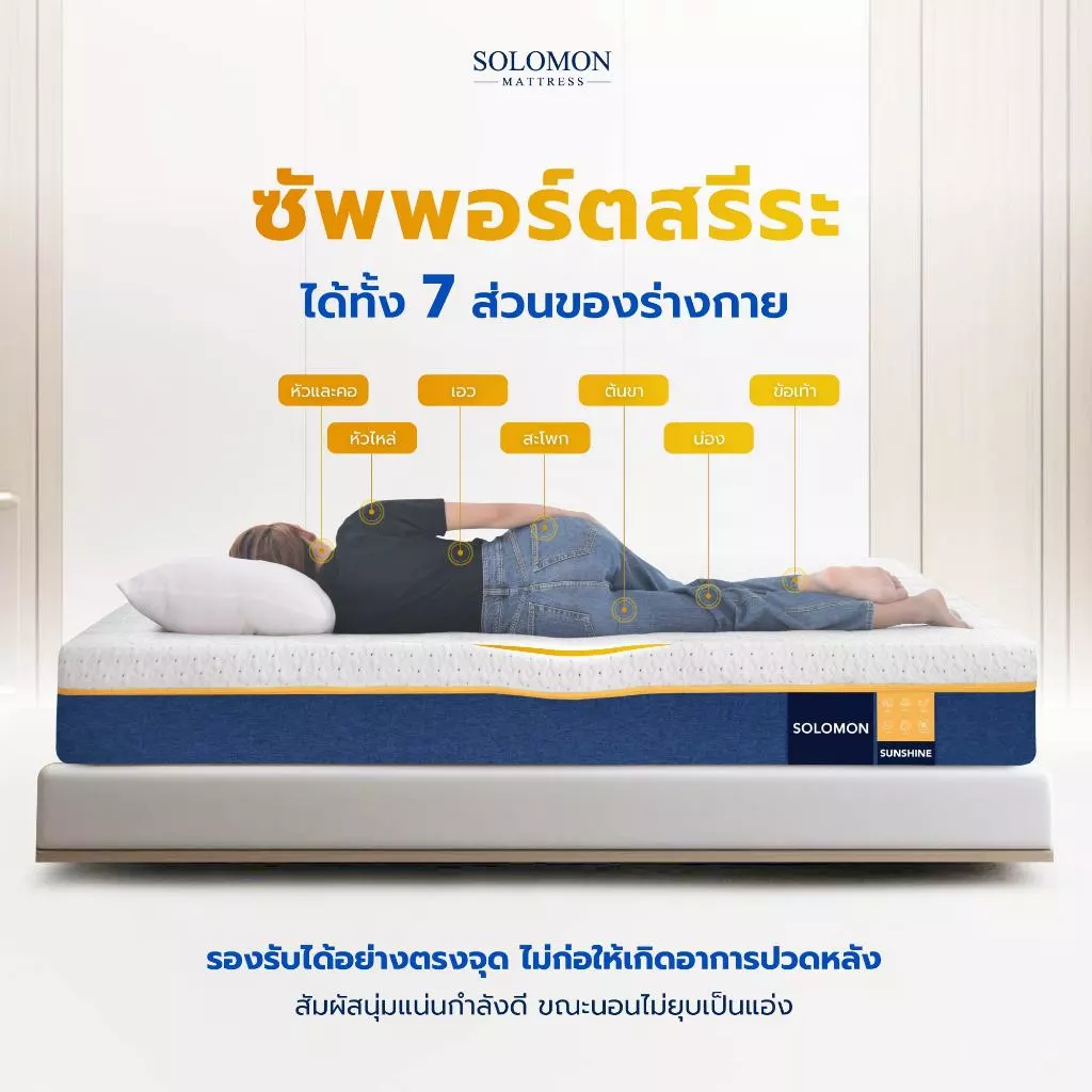Solomon ที่นอนยางพาราแท้ รุ่น Sunshine หนา 6 นิ้ว และ หนา 8 นิ้ว ลดปวดหลังดีเยี่ยม thumbnail 4