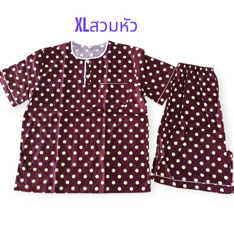 ชุดนอนp+p ผ้าคอตตอน คอกลม สวมหัว แขนสั้น ขาสั้น ไซส์ XL