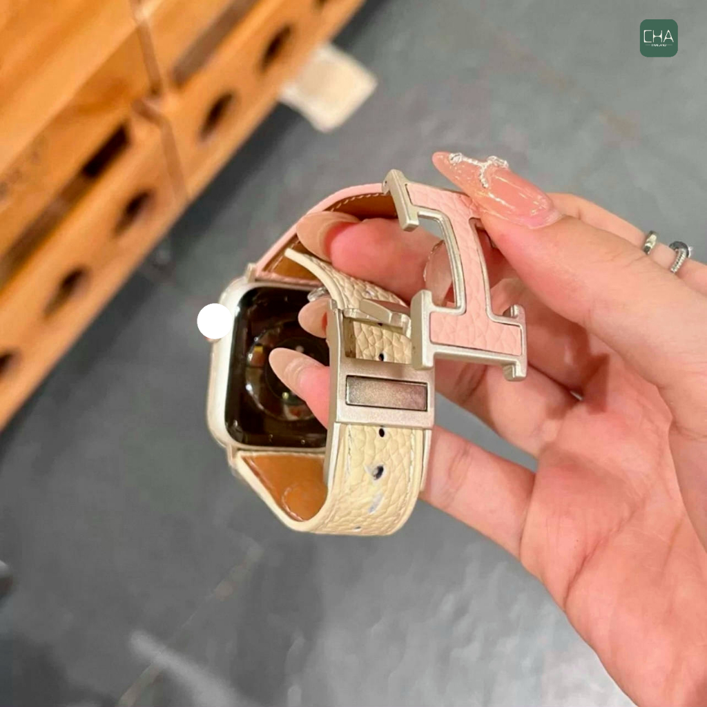 สายนาฬิกา Smartwatch สายหนัง H ตัวล็อค พรีเมี่ยม สายนาฬิกาแฟชั่น สำหรับ A - iwatch Series ขนาด38/40/41/42/44/45/46/49mm