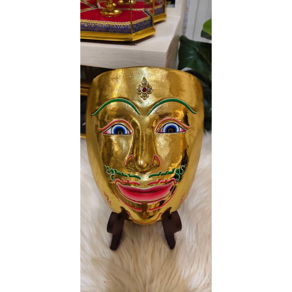 หน้ากาก พระลักษณ์ พระลักษณ์หน้าทอง โครงกระดาษ ปิดทองเค ประดับเพชร งานสวย แข็งแรง ทนทานตามแบบโบราณ