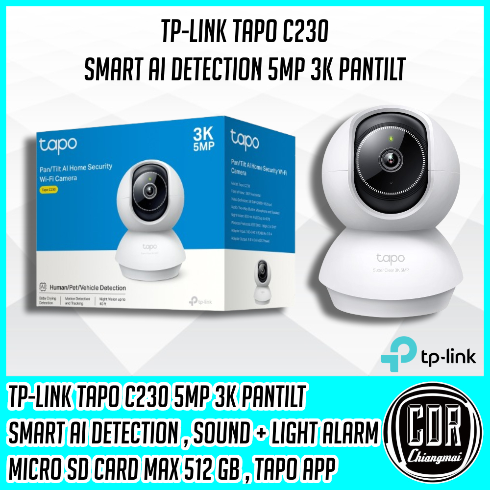 TP-LINK Tapo C230 3K 5MP Pan/Tilt AI Home Security Wi-Fi Camera Two-Way Audio มี AI ตรวจจับ คมชัด [รับประกัน 2 ปี]