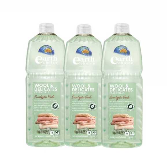 [แพ็ก 3 ขวด] เอิร์ธ ชอยส์ วูล แอนด์ เดลิเคทส์ EARTH CHOICE WOOL&DELICATES 1L PACK 3 BOTTLES