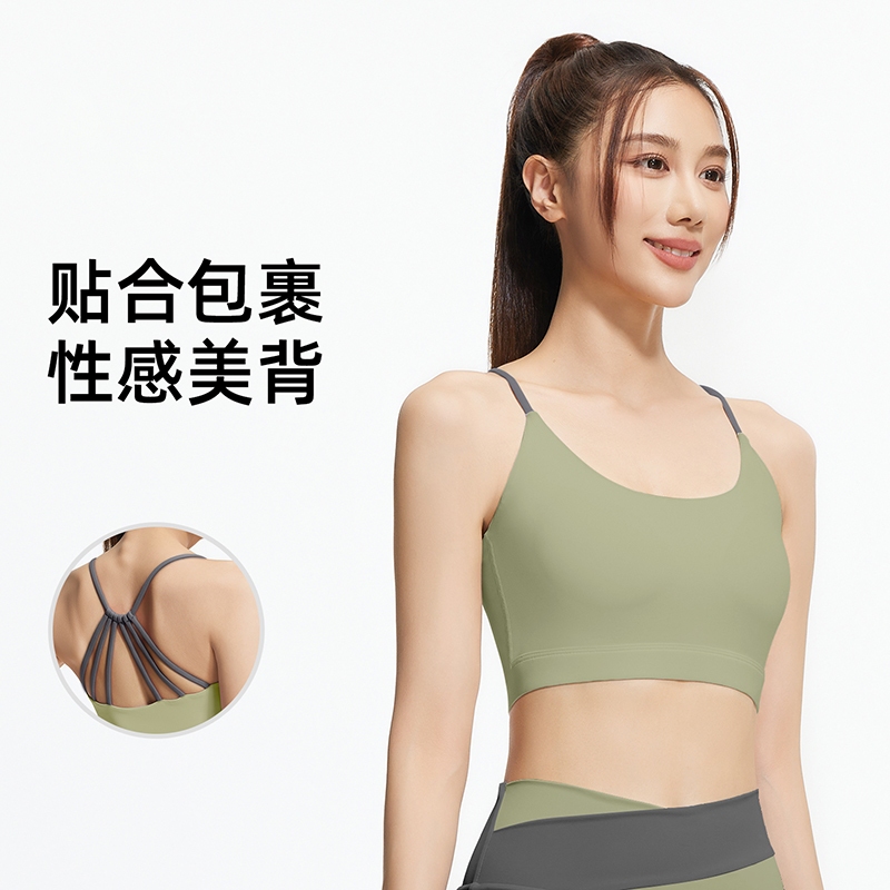 เสื้อบราโยคะ SportBra สปอร์ตบราออกกำลังกาย สายเดี่ยวไขว้หลังสายทูโทน ทรงใหม่สวยใส่สบายทรงสวย บราเย็บติด JYMN068
