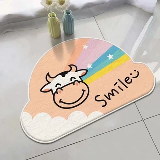 พรมเช็ดเท้าครึ่งวงกลมยิ้ม LUCKY DAY & KEEP SMILE