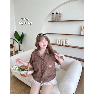 ✅เข้าเพิ่ม พร้อมส่งค่ะ /JR/ เสื้อเชิ้ตสาวอวบ ปักกระเป๋า cuteness in you #เสื้อผ้าไซส์ใหญ่ พลัสไซส์