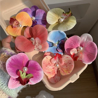 🌷พร้อมส่งจากไทย🌷กิ๊บติดผมดอกไม้ปลอม กิ๊บติดผมดอกกล้วยไม้ ขนาด8cm. 1ชิ้น ใส่ไปทะเล