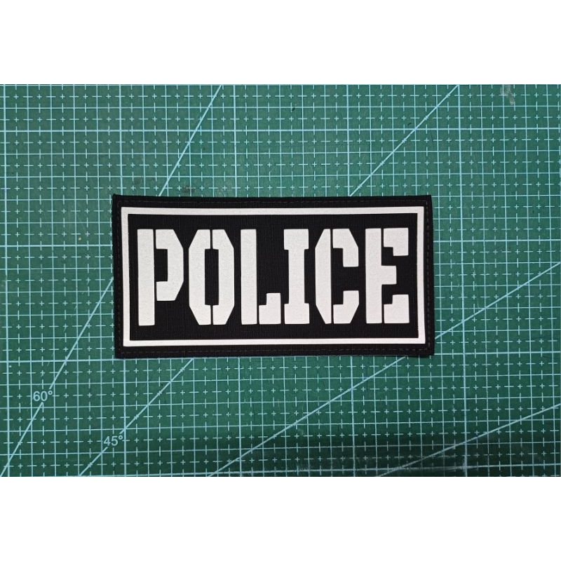 ป้าย POLICE  ขนาด 7×14 cm ฟอนเหลี่ยม