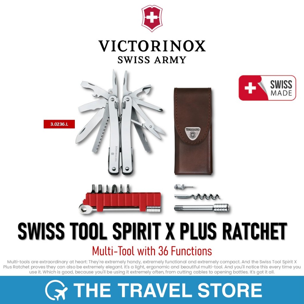 Victorinox SWISS TOOL SPIRIT X PLUS RATCHET Multi-Tool with 36 Functions (3.0236.L) ชุดอุปกรณ์มีดพับ
