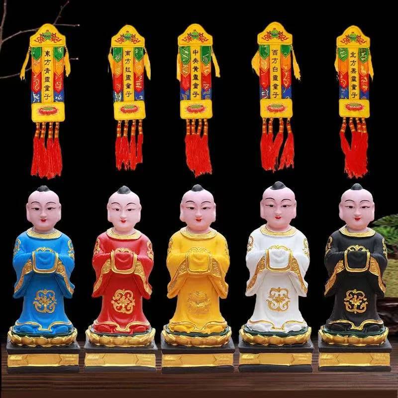 ！~ห้า ลูกชายของ พระพุทธรูป วาง ชิ้น ลัทธิเต๋ากับใบเรือห้าวันเพื่อเคารพเด็กน้อยเรซินรูปปั้นพระพุทธศาสนา