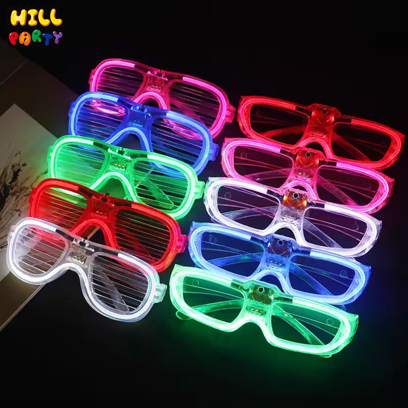 แว่นตาเรืองแสง  แว่นตาบาร์ดิสโก้ สําหรับปาร์ตี้ คริสต์มาส แว่นสงกรานต์ Luminous glasses มีหลอดไฟ LED"
