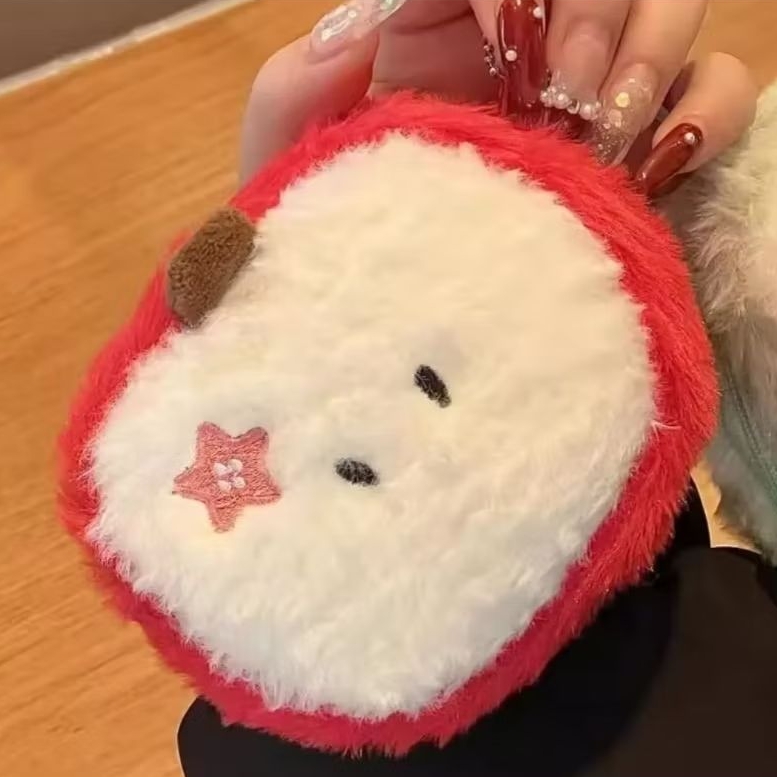 พร้อมส่งจากไทย 🍎 กระเป๋าใส่เหรียญ รูปแอปเปิ้ล กระเป๋าใส่หูฟัง กระเป๋าใส่กุญแจ พวงกุญแจห้อยกระเป๋า  น่ารัก ขนนุ่มมาก